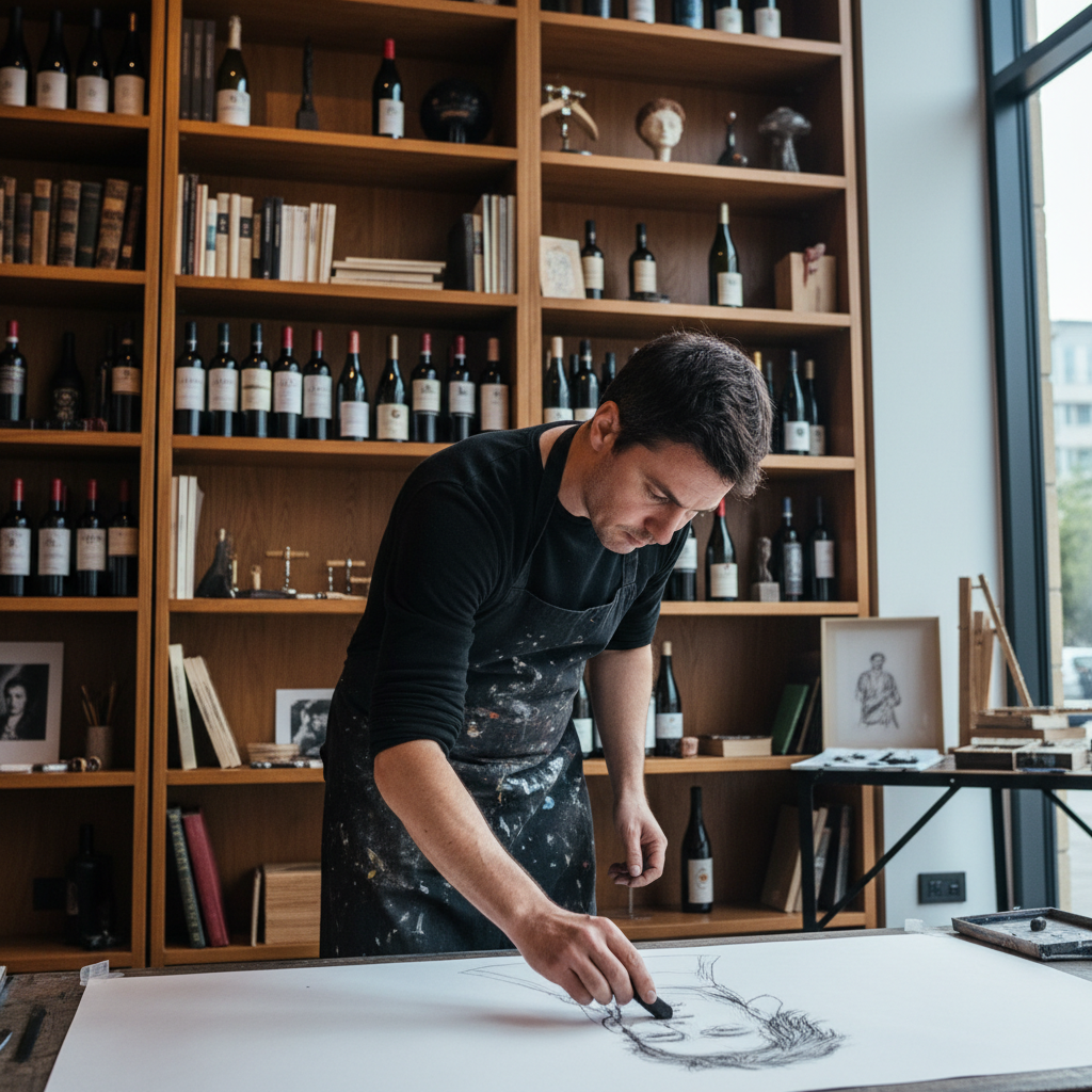 CAFU realiza dibujo en vivo en la Vinuteca CAFU realiza dibujo en vivo en la Vinuteca