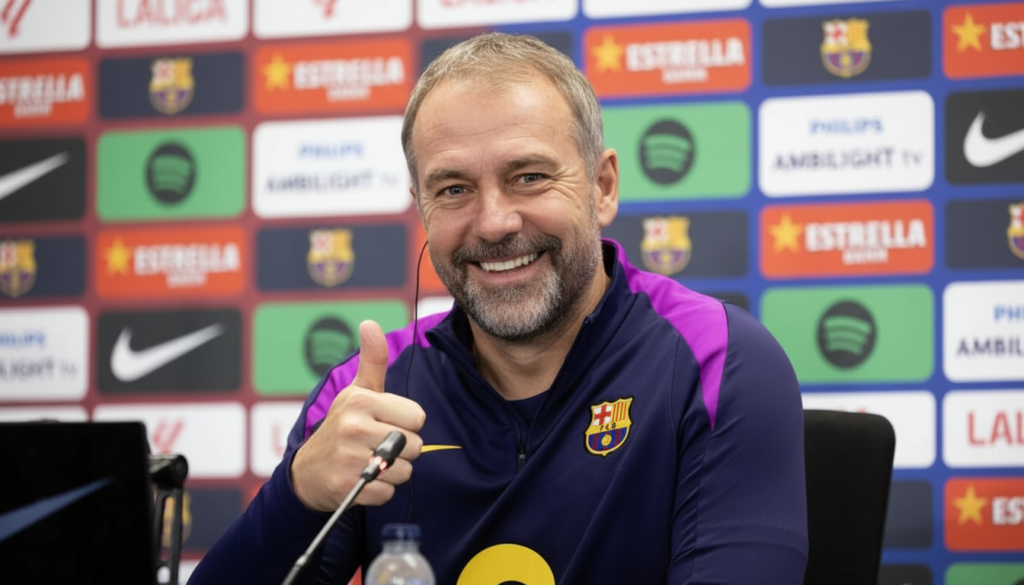 Hansi Flick analiza la situación de Drogoi en el Barcelona