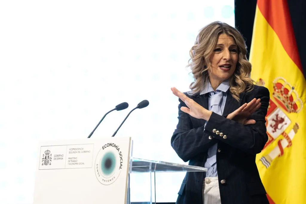 Yolanda Díaz, durante una rueda de prensa | Europa Press