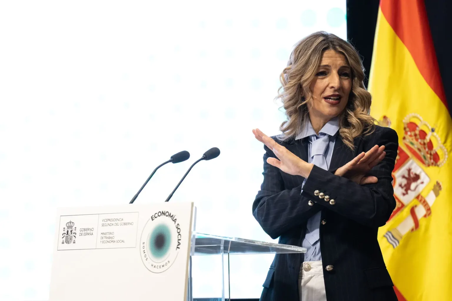 Yolanda Díaz, durante una rueda de prensa | Europa Press