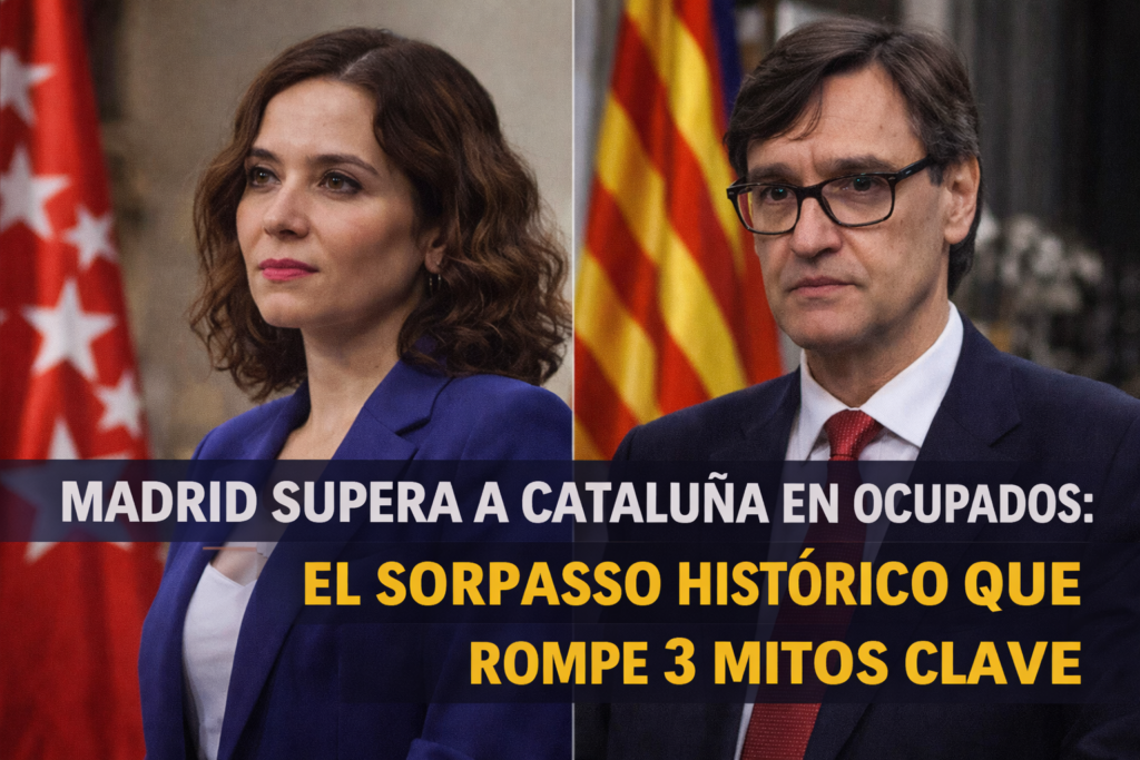 Madrid supera a Cataluña en ocupados