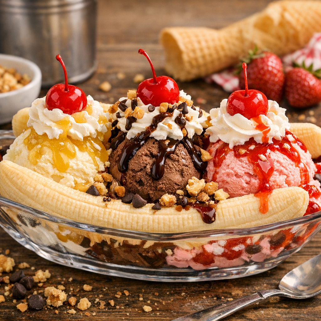Banana Split clásico casero: el postre helado americano que nunca falla banana split