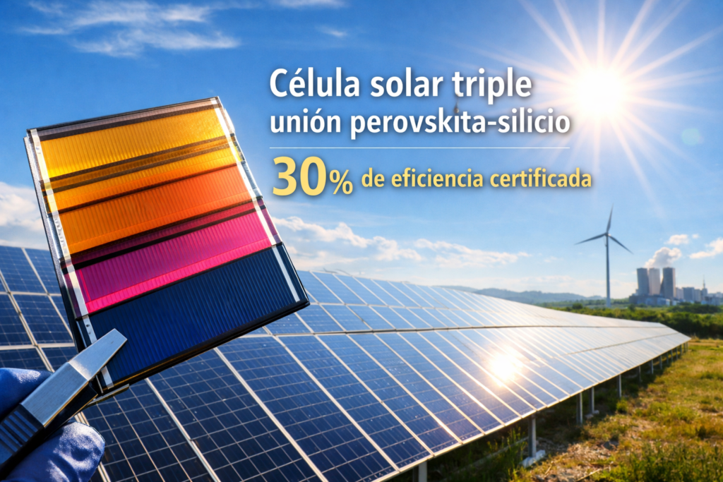 Célula solar triple unión perovskita-silicio alcanza 30%: 6 avances revolucionarios que cambiarán la energía célula solar