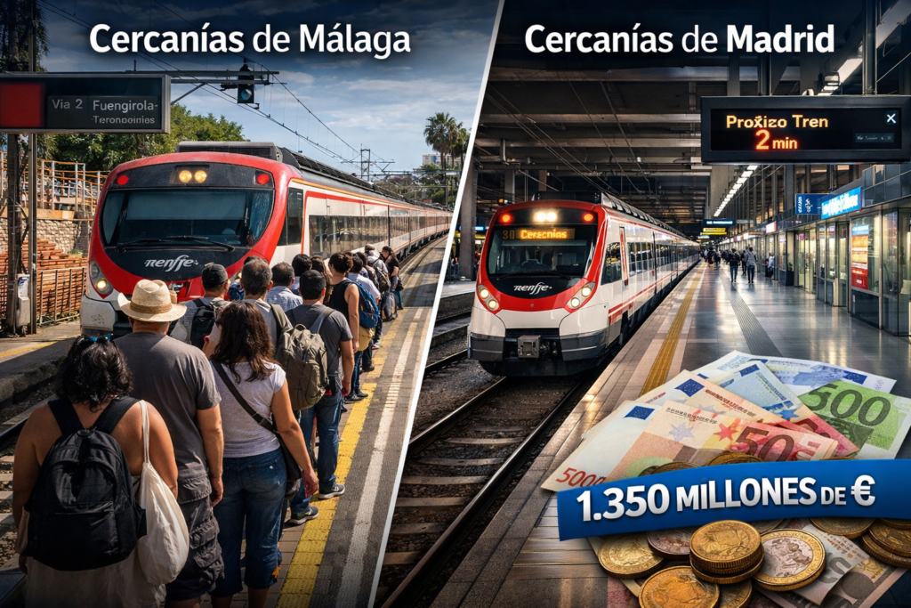Cercanías de Málaga estancado: la escasa inversión frente a los 1.350 millones para Madrid málaga