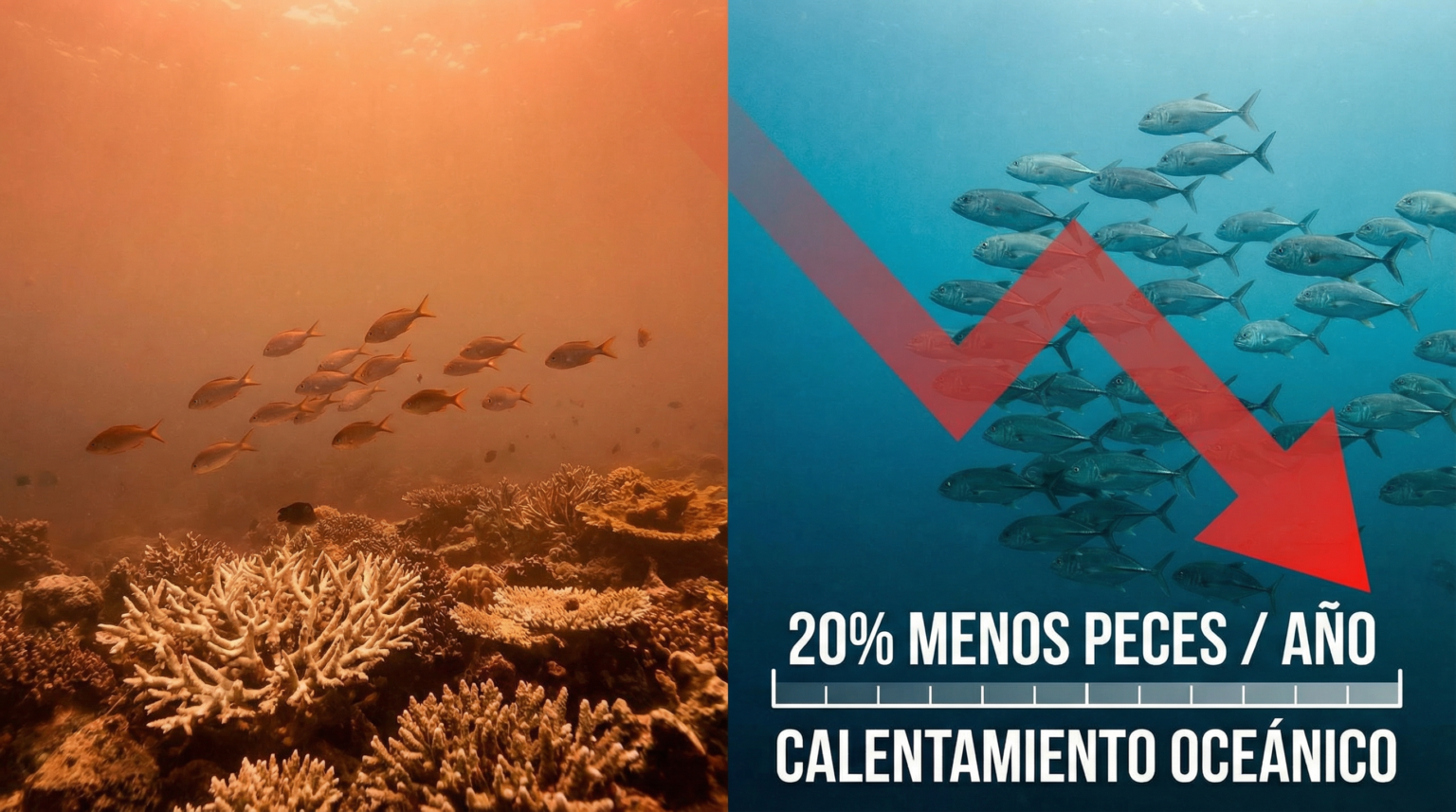 el calentamiento del océano reduce los peces