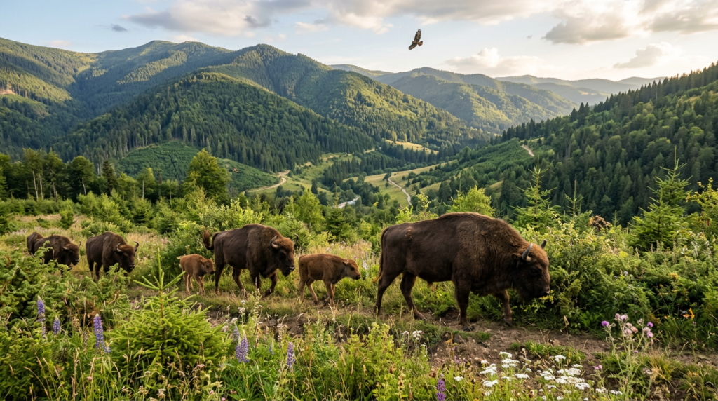 Ecologistas de cuatro patas: 5 formas esenciales en que los bisontes europeos están reforestando Rumanía bisontes