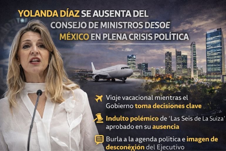 Yolanda Díaz se ausenta del Consejo de Ministros desde México en plena crisis política Yolanda Díaz se ausenta del Consejo de Ministros