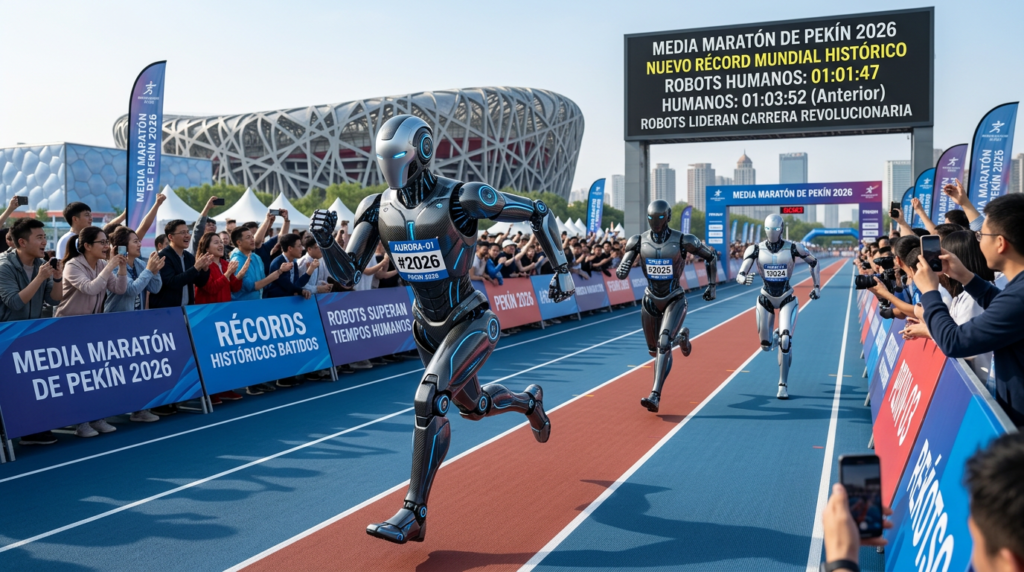 robots récord media maratón Pekín 2026