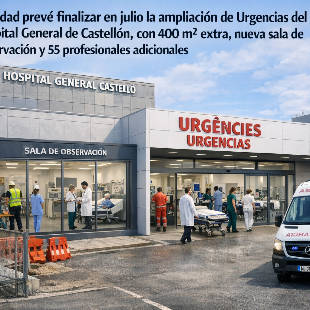 Sanidad anuncia 7 mejoras esenciales y fecha de finalización para la ampliación de Urgencias del Hospital General de Castellón urgencias