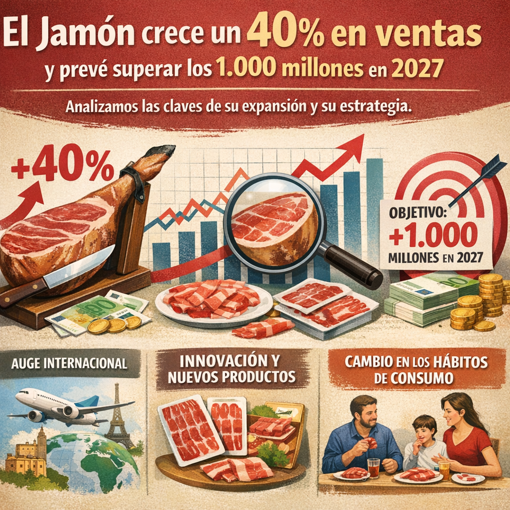 El Jamón crece 40% en ventas: 7 claves esenciales del boom que lo impulsa hacia los 1.000 millones en 2027 Jamón crece 40%