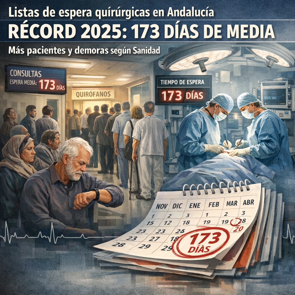 Listas de espera quirúrgicas Andalucía récord 2025: alarmante subida de 173 días en sanidad pública listas de espera quirúrgicas Andalucía récord 2025