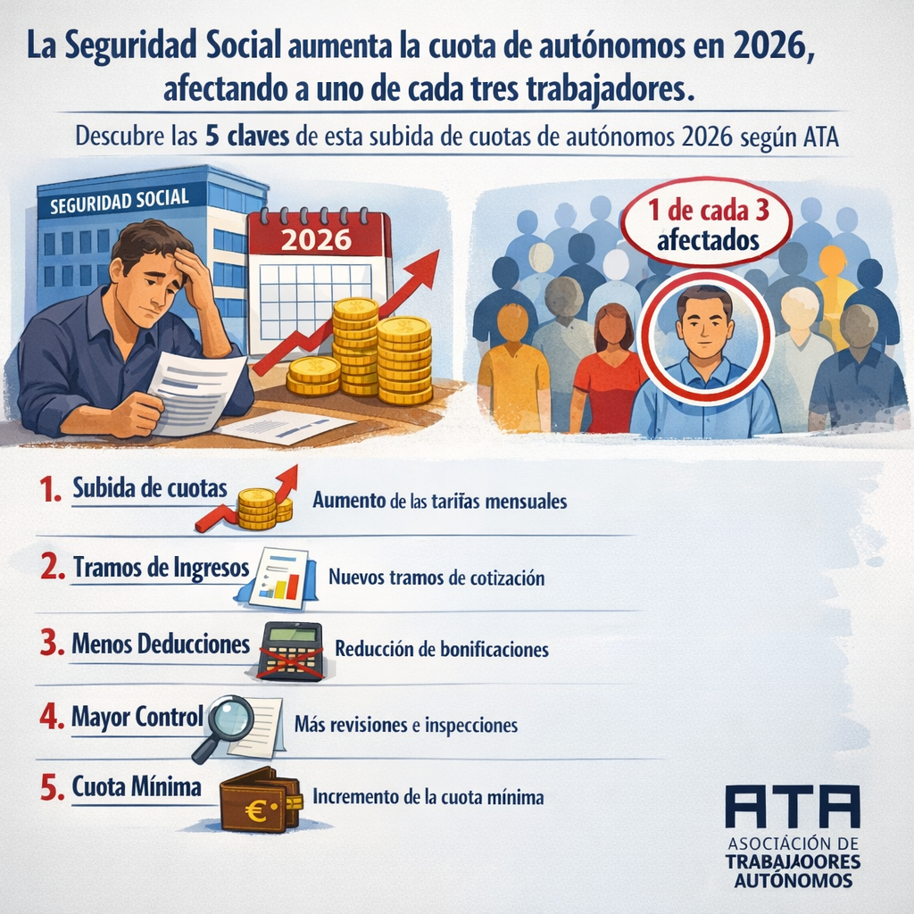 Subida de Cuotas de Autónomos 2026: 5 Claves del “Sablazo” de la Seguridad Social subida de cuotas de autónomos