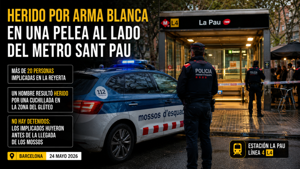 Herido arma blanca metro Sant Pau Barcelona 2026: 5 claves esenciales de la brutal pelea con 20 implicados