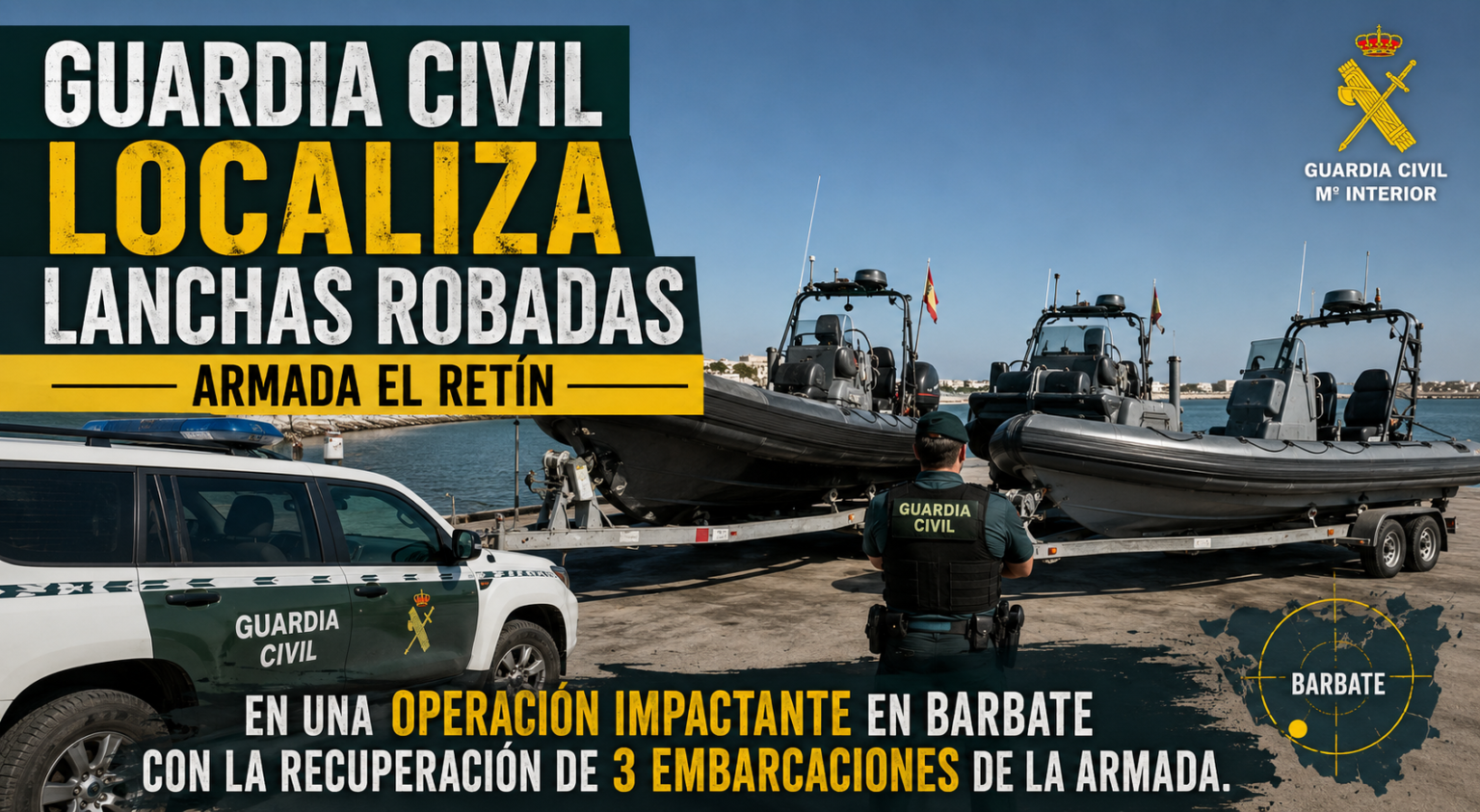 Guardia Civil localiza lanchas robadas