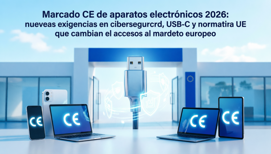 Marcado CE de aparatos electrónicos 2026: guía power 7 clave con ciberseguridad y USB-C marcado CE de aparatos electrónicos