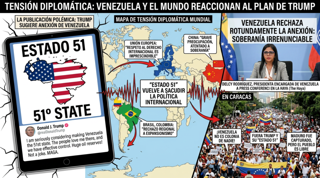 “Estado 51”: las 7 claves esenciales de la polémica imagen de Trump sobre Venezuela que desata tensión internacional Estado 51