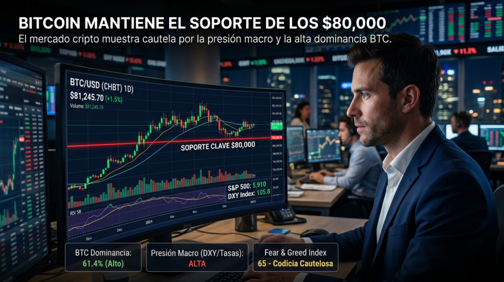 Bitcoin aguanta los 80.000 dólares mientras el mercado cripto entra en fase de cautela bitcoin