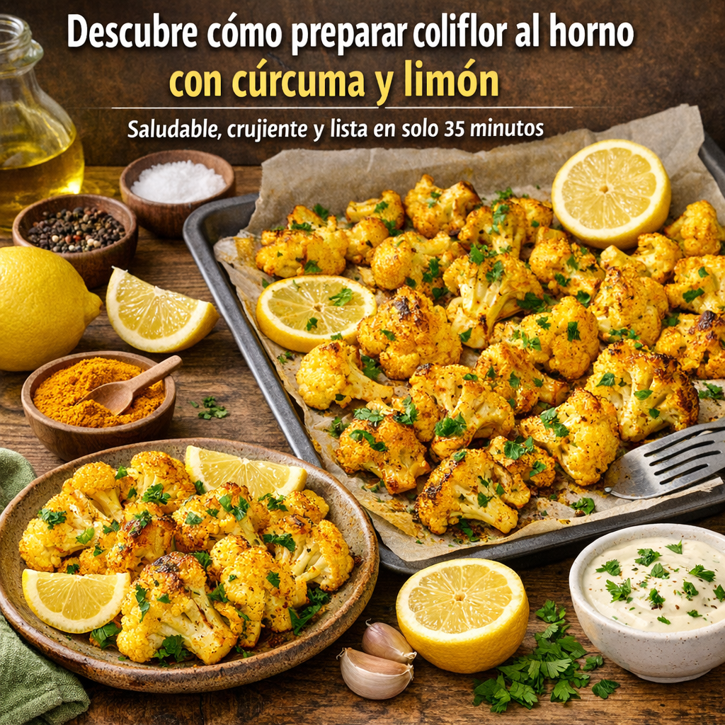 Coliflor al horno con cúrcuma y limón: la receta saludable y crujiente que puedes hacer en solo 35 minutos coliflor