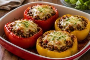 Pimentones rellenos con carne molida