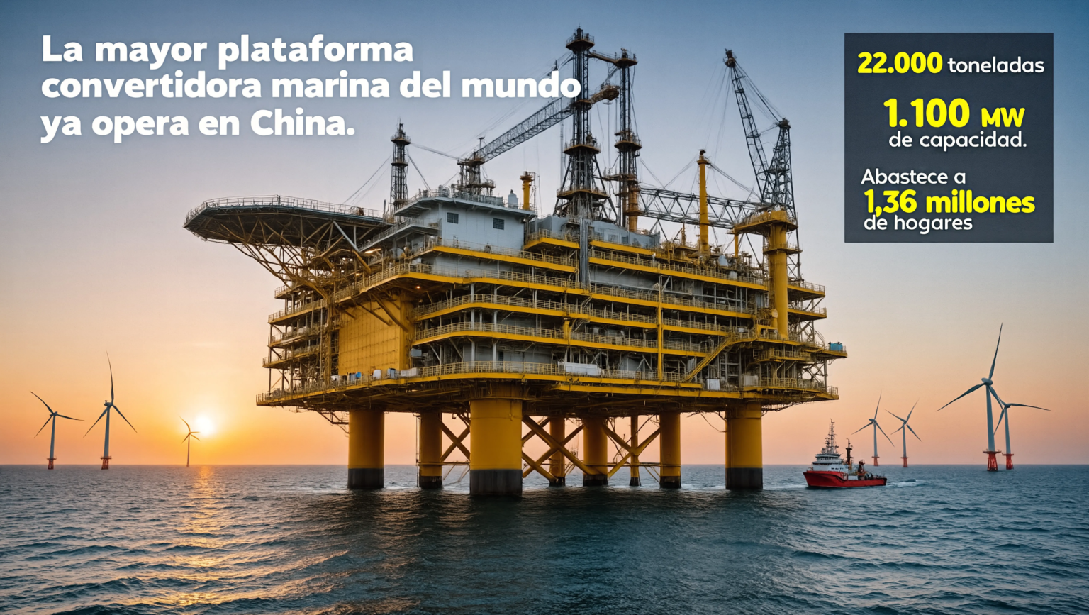 La impresionante mayor plataforma convertidora marina del mundo: 22.000 toneladas capaces de abastecer a 1,36 millones de hogares plataforma convertidora marina