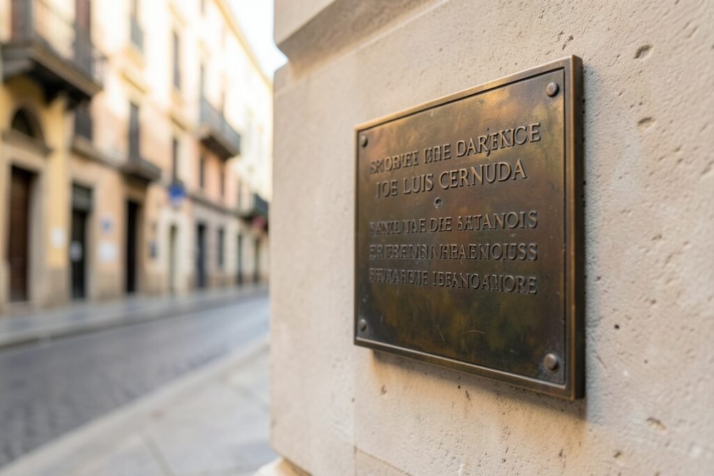 Corrección de placa a Luis Cernuda en Sevilla tras error ortográfico